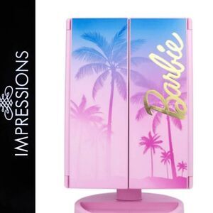 Impressions X Barbie Tri-Fold LED Tri-Tone Makeup Mirror w/Magnification